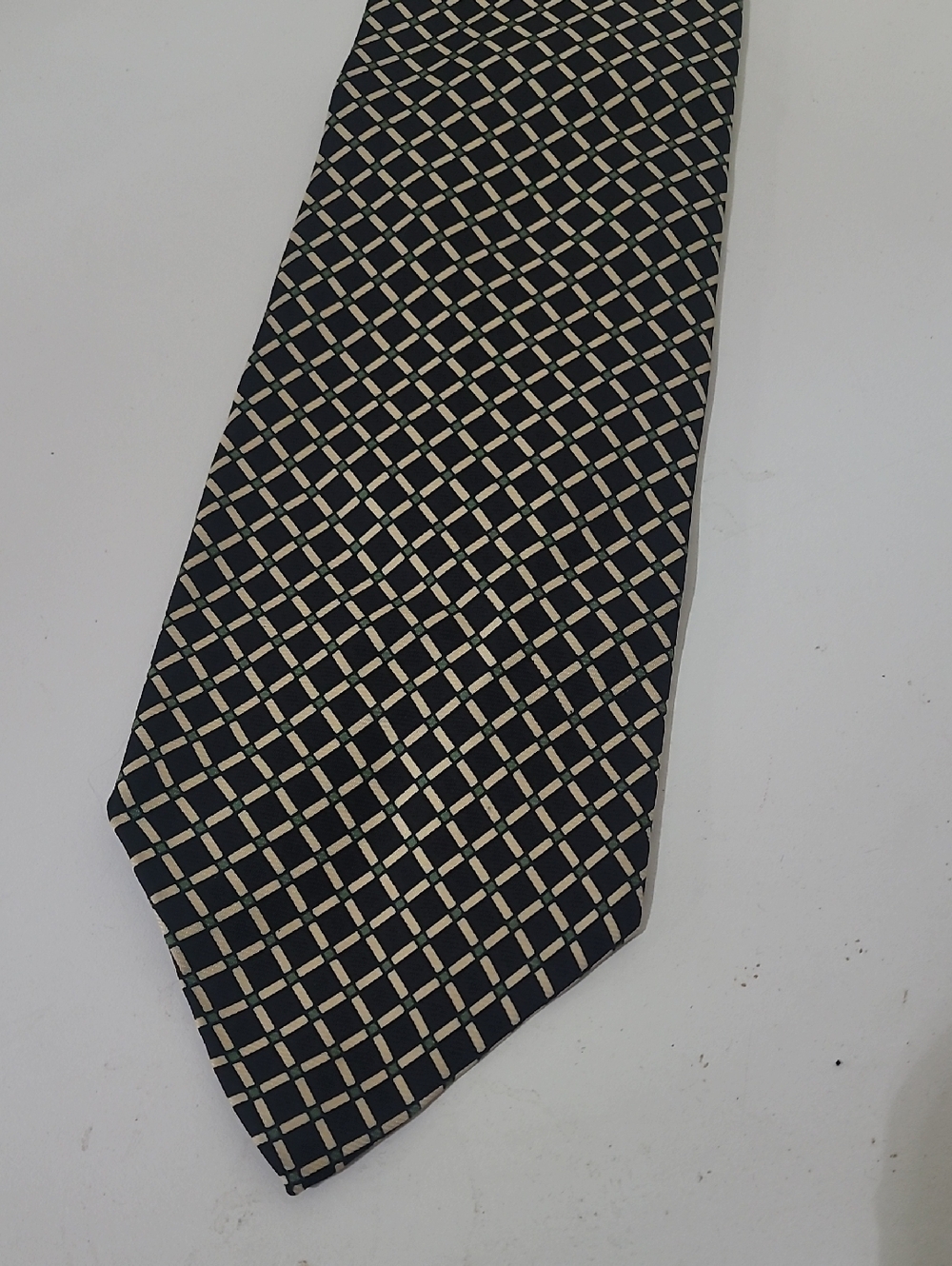 POLO Ralph Lauren Black Tie with Cream Lattice EUC
